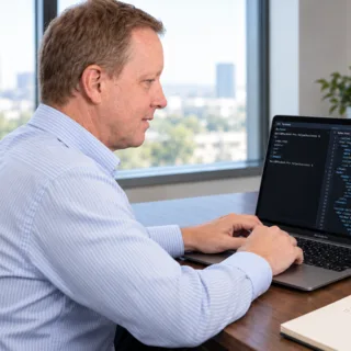 David Murphy working in the code behind Help AI My Business Consulting