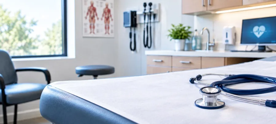 Medical exam room representing healthcare and wellness practices
