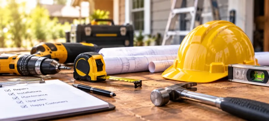 Tools of the trade for plumbers and electricians